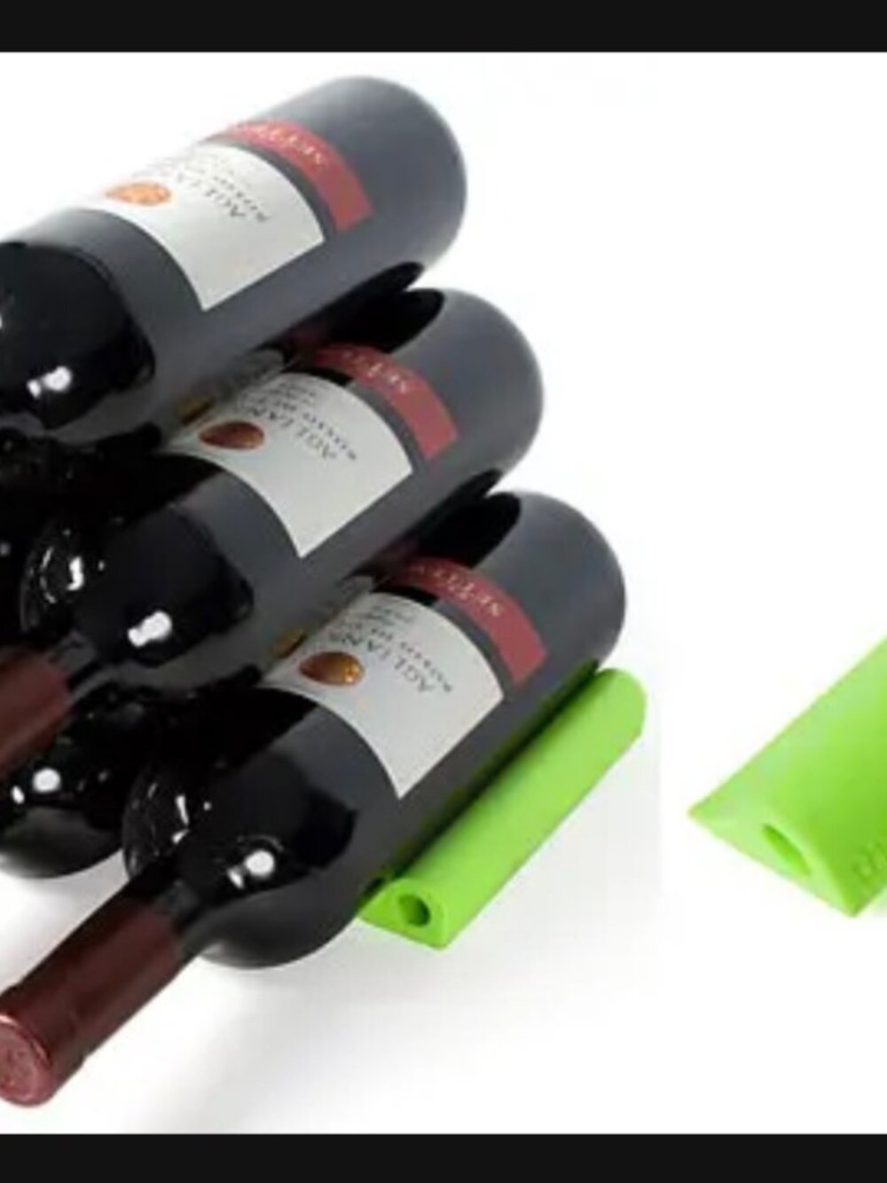 Lot of 2 Lime Green Silicone Wine Stack WIne Wedges